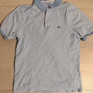 Vineyard Vines Light Blue and White Striped Polo